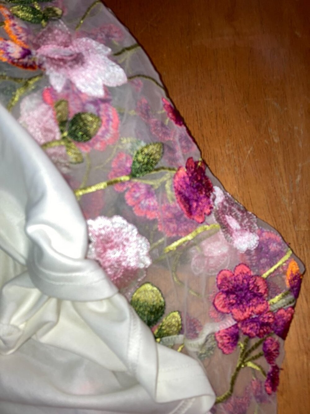 Deauville Ivory Floral Embroidered Midi Dress with 3D Flowers - Size Small - EUC - Picture 13 of 16